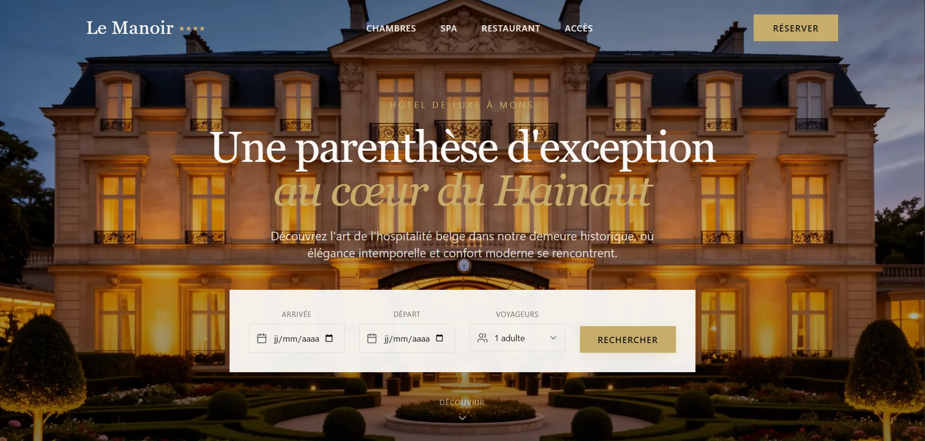 Site Vitrine pour un Hôtel 4 Étoiles Aperçu réalisation site internet Site Vitrine pour un Hôtel 4 Étoiles - Création de site web par l'agence Digitalova