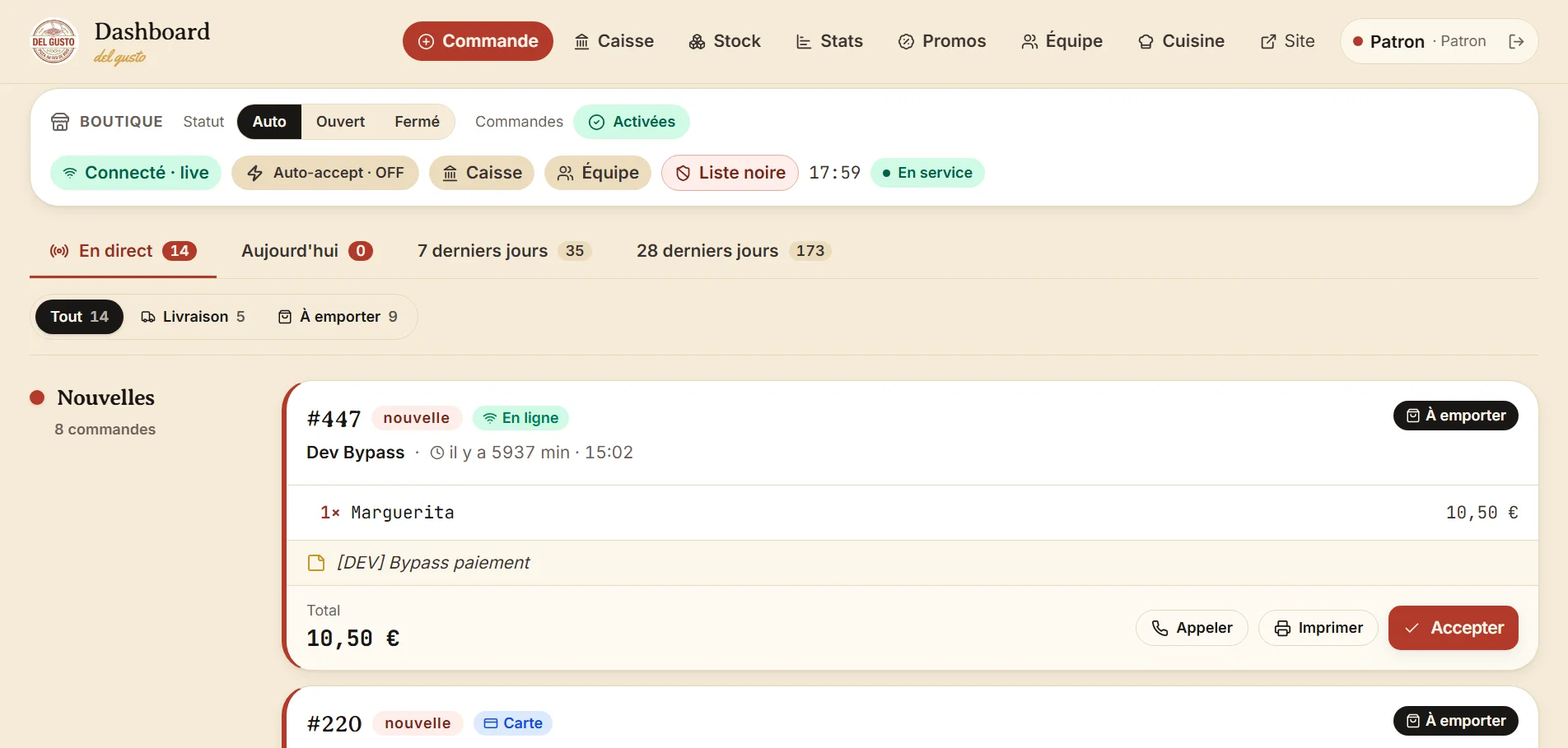 Plateforme de commande en ligne pour Pizzeria - Plateforme web, aperçu 2 du site vitrine, création site web Mons | Digitalova