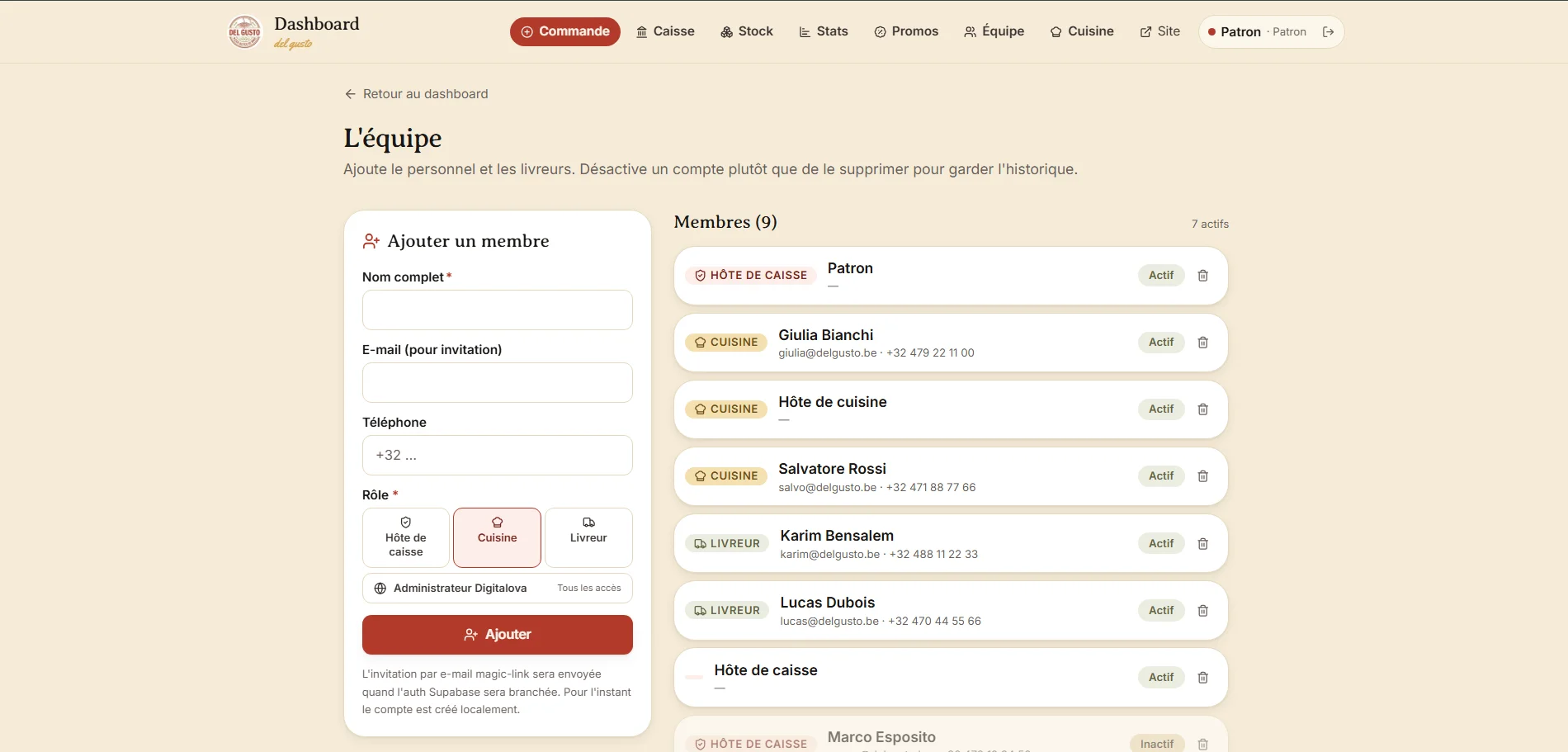 Plateforme de commande en ligne pour Pizzeria - Plateforme web, aperçu 7 du site vitrine, création site web Mons | Digitalova