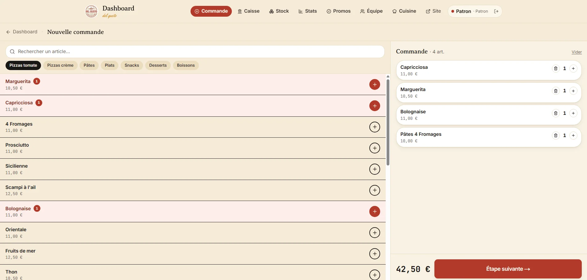 Plateforme de commande en ligne pour Pizzeria - Plateforme web, aperçu 3 du site vitrine, création site web Mons | Digitalova